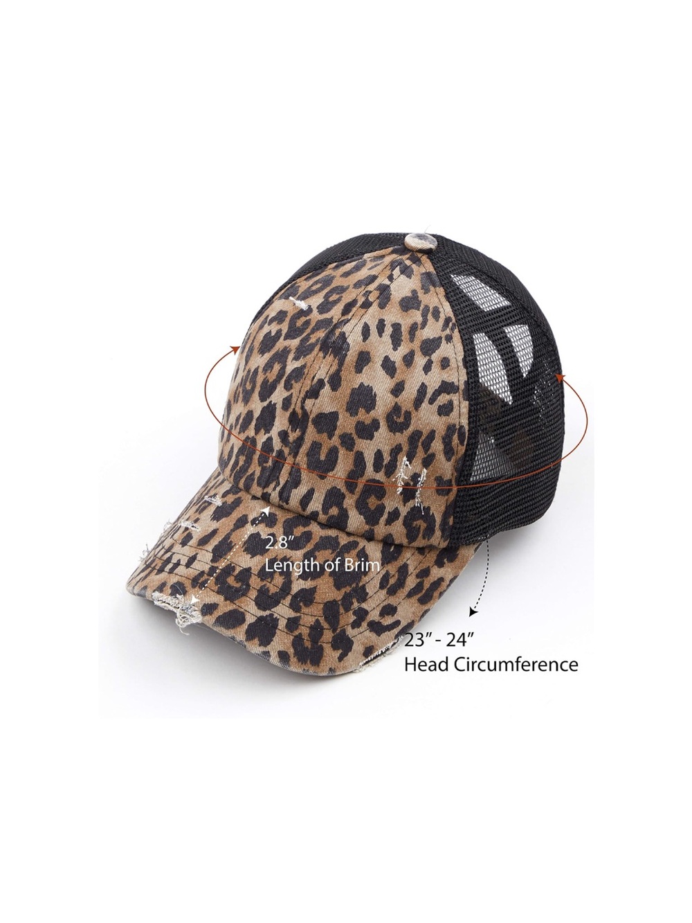 C.C Leopard Print Distressed Mesh Back Baseball Cap Trucker Hat Ponytail